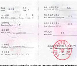 魏明健资质证书